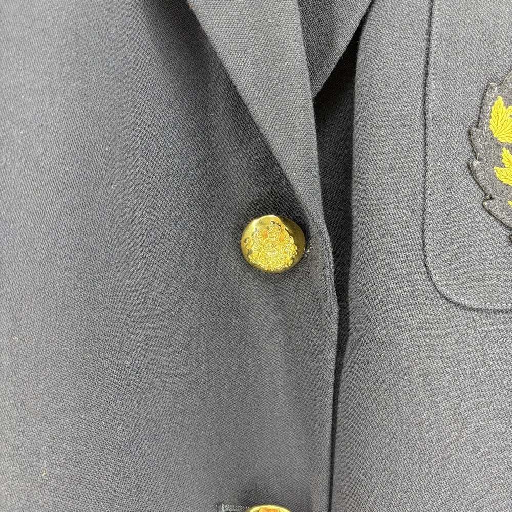 VTG Ralph Lauren Navy Blazer Royal Crest Gold Button Double Breasted Wool * 12P - Picture 7 of 12